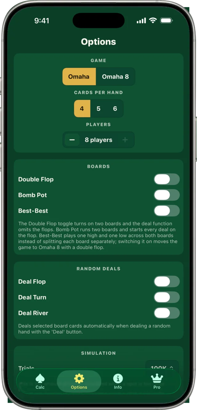 The Options Menu With the Fold Weakest Slider.